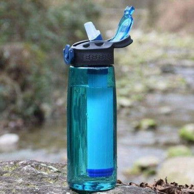 Portable water purifier bottle , BPAtofree water filter bottle for traveloral aire libreorsenderismo 650 ml, 1Pack