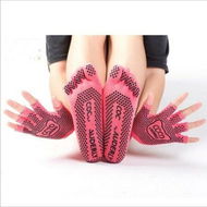 Detailed information about the product Portable Yoga Glove Sock Set Sweat-absorbing Non Slip Sports Five-toed Socks High Quality Half Finger Gloves Color Red