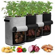 Detailed information about the product Potato Grow Bags with Flap 10 Gallon,4 Pack Planter Pot with Handles and Harvest Window for Potato Tomato and Vegetables,Black and Gray