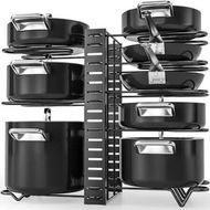 Detailed information about the product Pots Pans Organizer Cabinet 8 Tier Pot Rack Adjustable 3 DIY Methods Kitchen Cookware Cooker Storage Solution
