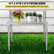 Detailed information about the product Potting Bench, 44L x 24W x 44H in, Weathering Steel Outdoor Workstation with Rubber Feet, Multi-use Double Layers Gardening Table for Greenhouse, Patio, Porch, Backyard, Silver