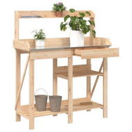 Detailed information about the product Potting Bench with Shelves Solid Wood Fir