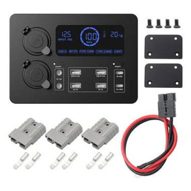 Power Supply Box 12V USB Charging 6 Devices 4 USB 2 Sockets Accessories Multi Port Charger for Yacht Car RV Travel Camping