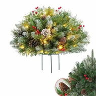 Detailed information about the product Prelit Planter Bushes,2025 Holiday Planter Filler,Prelit Planter Bushes Christmas,Topsworth Prelit Planter Bushes with Led Lights & Red Berries (White 1pc)