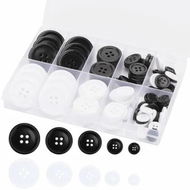 Detailed information about the product Premium 100 Pcs Resin Sewing Buttons,Eco-Friendly 4-Hole Craft Buttons,5 Sizes of Black Round Mixed Buttons Suitable for Sewing,DIY and Holiday Decoration (Black & White)