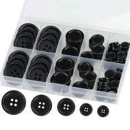 Detailed information about the product Premium 100 Pcs Resin Sewing Buttons,Eco-Friendly 4-Hole Craft Buttons,5 Sizes of Black Round Mixed Buttons Suitable for Sewing,DIY and Holiday Decoration