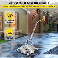 Detailed information about the product Pressure Washer Surface Cleaner, 20'', Max. 4000 PSI Pressure by 2 Nozzles for Cleaning Driveways, Sidewalks, Stainless Steel Frame w/Rotating Dual Handle, Wheels, Fit for 3/8'' Quick Connector