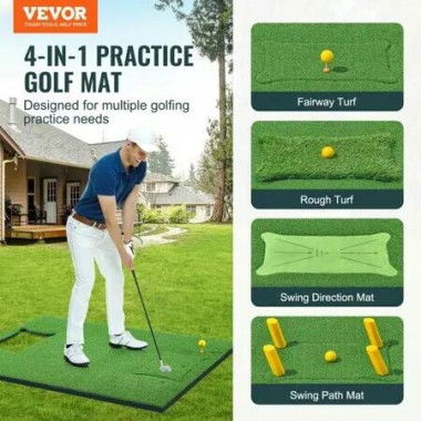 PRO 5x4ft Golf Hitting Mat Turf Golf Training Aid Indoor Outdoor Practice