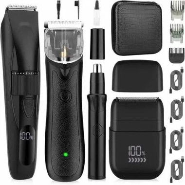 Professional 4 in 1 Hair Clippers Trimmers Shavers Set for Men, Compact Electric Razor Nose, Hair Cutting Kit Barber kit with Travel Case