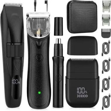 Professional Hair Clippers 4 in 1 for Men,Trimmer and Shavers Compact Electric Shaver Nose and Body Trimmer Hair Cutting Kit with Travel Case