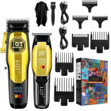 Professional Hair Clippers for Man,Electric T-Blade Hair Trimmer 2 in 1 Cordless Barber Trimmer Bald LED Display Gifts