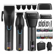 Detailed information about the product Professional Hair Clippers for Men, Barber Clippers and Trimmer Set with Cordless Electric Razor and LCD Display(Black)