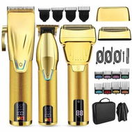 Detailed information about the product Professional Hair Clippers for Men, Barber Clippers and Trimmer Set with Cordless Electric Razor and LCD Display(Gold)