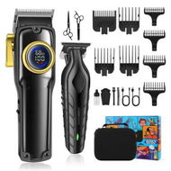 Detailed information about the product Professional Hair Clippers Set for Men Cordless Barber Kit Hair Cutting Kit Rechargeable Clippers and Trimmers Set for Barbers with LED Display