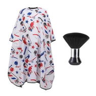 Detailed information about the product Professional Hair Cutting Cape with Neck Duster Brush,Large Size Salon Barber Cape,White Pattern