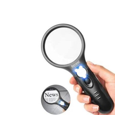 Professional Magnifying Glass with Light (3X / 45x) Large Lighted Handheld Glass Magnifier Lupa for Reading, Jewelry, Coins, Stamps, Fine Print