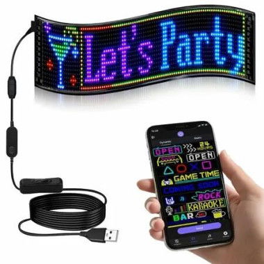 Programmable LED Signs Flexible LED Advertising Sign Bluetooth APP Custom Editor Animations/Text/Graffiti (59 x 12cm)