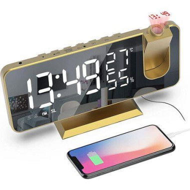 Projection Alarm Clock For Bedroom Digital Alarm Clock With USB Charger