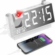 Detailed information about the product Projection Alarm Clock for Bedroom, Digital Clock with 180 Degree Projector, 7 Inch Large LED Display, Dual Alarms, for Heavy Sleepers, White
