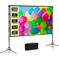 Detailed information about the product Projection Screen with Stand,100 inch Portable Movie Screen 16:9 HD 4K Double Sided Projection Screen with Carry Bag Indoor Outdoor for Home Theater