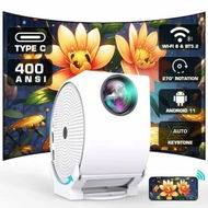 Detailed information about the product Projector with WiFi and Bluetooth,Android Smart Projector 4K Support Portable Video 270 Degree Adjustable Auto Keystone Focus,Outdoor Movie Projector
