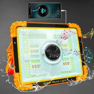 Detailed information about the product Protable Led Work Light Rechargeable Solar Camping Light with Bluetooth Speaker,7 Lighting Modes COB Flood Light with Magnetic for Job Site,Car Repairing