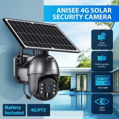 PTZ Security Camera 4G LTE CCTV Spy Wireless Home Surveillance System Outdoor With Solar Panel Battery SIM Card