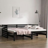 Detailed information about the product Pull-out Daybed Black 2x (92x187) Cm Solid Wood Pine