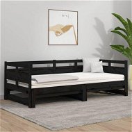 Detailed information about the product Pull-out Day Bed Black Solid Wood Pine 2x(92x187) cm