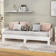 Detailed information about the product Pull-out Day Bed White Solid Wood Pine 2x(92x187) cm Single Size