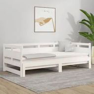 Detailed information about the product Pull-out Day Bed White Solid Wood Pine 2x(92x187) cm Single Size