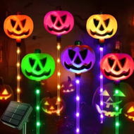 Detailed information about the product PUMPKIN Solar Light Garden Lights 6 in 1 Halloween String Solar Halloween Decorative LED Outdoor Waterproof Ghost Stake Lights for Pathway Yard Garden Decoration