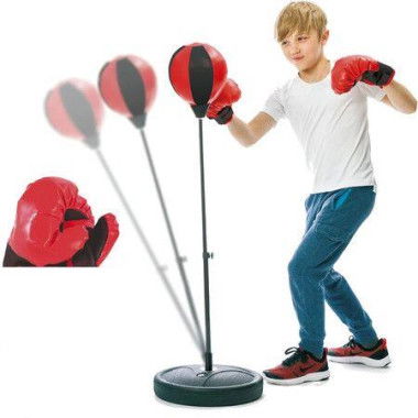 Punching Bag For Kids Adjustable Kids Punching Bag With Stand Boxing Bag Set Toy For Boys & Girls Age 3+ (Red Black)