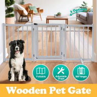 Detailed information about the product Puppy Gate Dog Fence Pet Safety Guard Indoor Wooden Playpen Foldable Freestanding Barrier Protection Net Stair Partition Grey 3Panels