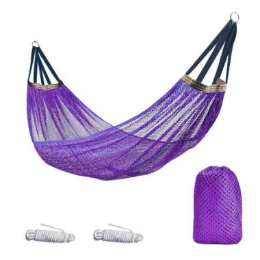 Purple 260x130cm Hammock with Ties and Storage Bag Super Soft and Breathable Nylon Mesh Hammock Maximum Load of 250KG