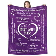 Detailed information about the product Purple Cozy Romantic Best Wife Ever Throw Blanket for Mom Mothers Day Gifts Wife Women Girlfriend Grandma 130*150cm