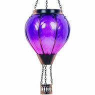 Detailed information about the product Purple Hot Air Balloon Solar Lantern with Flickering Flame Light Glass Solar Powered Hot Air Balloon Lamp Waterproof Hanging Hot Air Balloon Led Lights