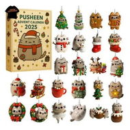 Detailed information about the product Pusheen Advent Calendars 2025, 2D Acrylic Pusheen Ornaments For Christmas Tree, 24 Days Of Christmas Advent Calendars For Pusheen Lovers