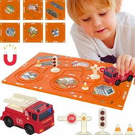 Detailed information about the product Puzzle Racer Kids Car Track Set with Fire Truck Vehicle Montessori Building Toy Rail Car Puzzle Gifts for 3+ Ages Boys(11 Pcs)