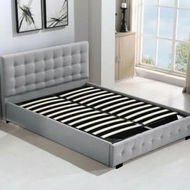 Detailed information about the product Queen Bed Frame Fabric Tufted Grey