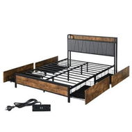 Detailed information about the product Queen Bed Frame Soft Storage Drawers Headboard USB Charge