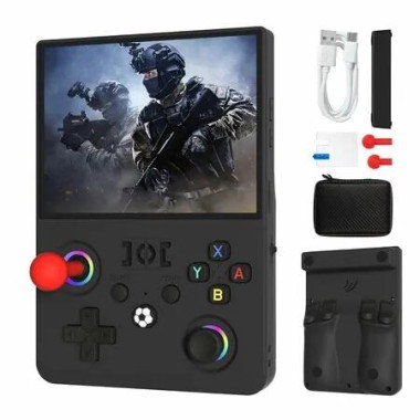 R36MAX2 Retro Handheld Game Console 4.5-Inch 1024x768 IPS HD Screen, 128GB 22000+ Classic Games, Portable Open Source Linux System (Black)