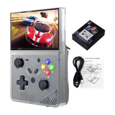 R43Pro Handheld Game Console, 4.3inch IPS Screen Open Source EmuELEC Linux System Retro Game Player, 128G TF Card, Built-in 30000+ Games Supports 3D Games