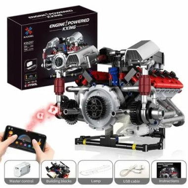 Race Car Engine Building Blocks Kit,V8 Engine Model That Work Toy,with Motor APP Control for 6+ Years Boys (700 Pieces)