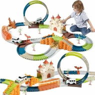 Detailed information about the product Race Track 202 Pcs Magic Castle Car Toys 360 Degree Rotating Flexible Train with Cars Kids Gift