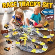 Detailed information about the product Race Track Car Toys Play Set Construction Truck Electric Vehicle Power Engine Led Light Park Road Rail Building Christmas Gift 297 Pcs Roller Coaster