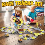 Detailed information about the product Race Track Toys Construction Truck Electric Car Play Vehicle Set Engine Road Rail Park Game Toddler Boy Christmas Gift 279 Pieces Roller Coaster