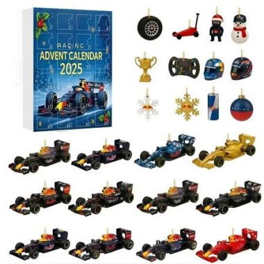 Racing Christmas Advent Calendar 2025,24 2D Racing Car Ornament,Racing Countdown Christmas Calendar Gift for Car Enthusiasts