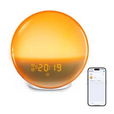 Radio Alarm Clock, Nature for WAKE Up Light Alarm Clock With Sunrise or Sunset Alarms FM Radio Night Light For Home, Bedroom Decor