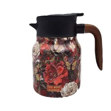 Raidley Vintage Floral Pattern Tea Thermos,Doresty Thermos Tea Pot,Vintage Floral Pattern Tea-Built-In Infuser,Stainless Steel Thermal Carafe,Dark